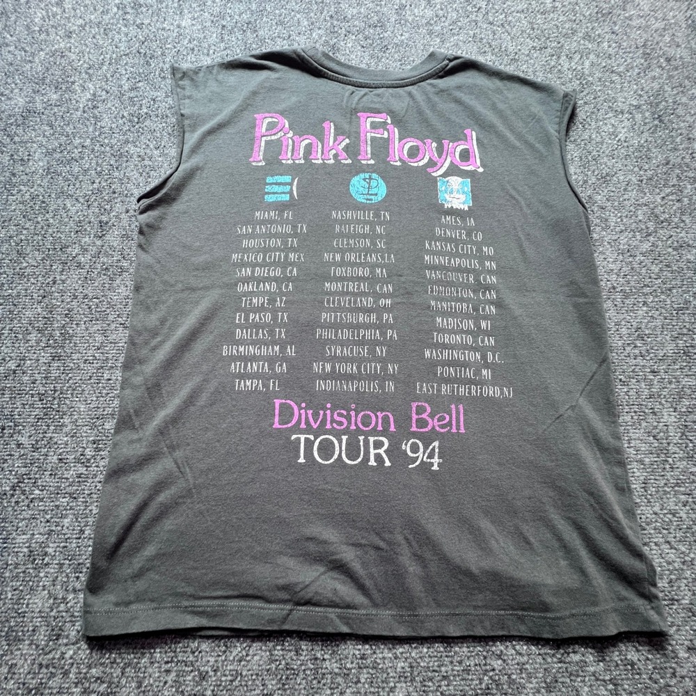 Pink Floyd Division Bell Tour 94 Muscle Tee Sleeveless Shirt Charcoal Small - Picture 4 of 7